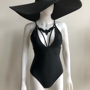 Xhiliration Black Cage Halter Swimsuit
